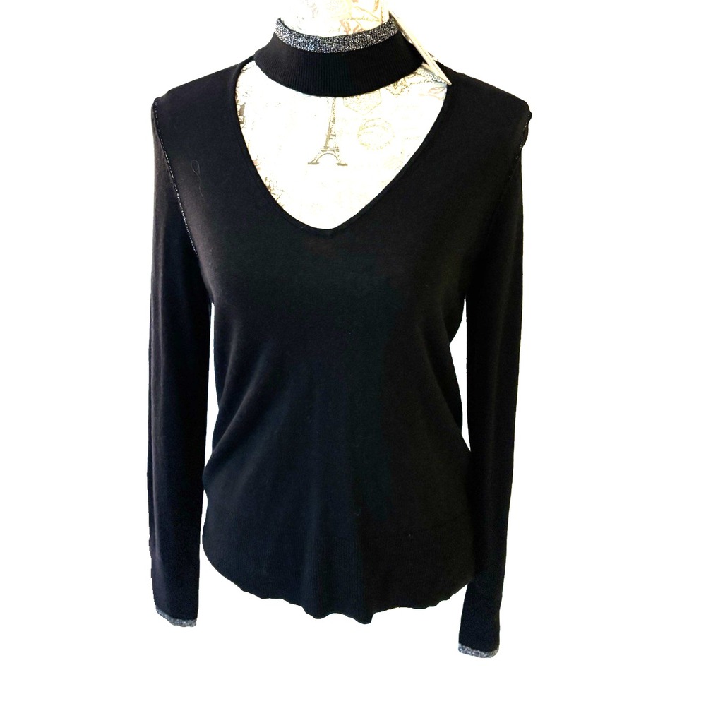 Vintage NWT "Calvin Klein Jeans" Women's Sparkle V-Neck Sweater Shirt‎ SZ S